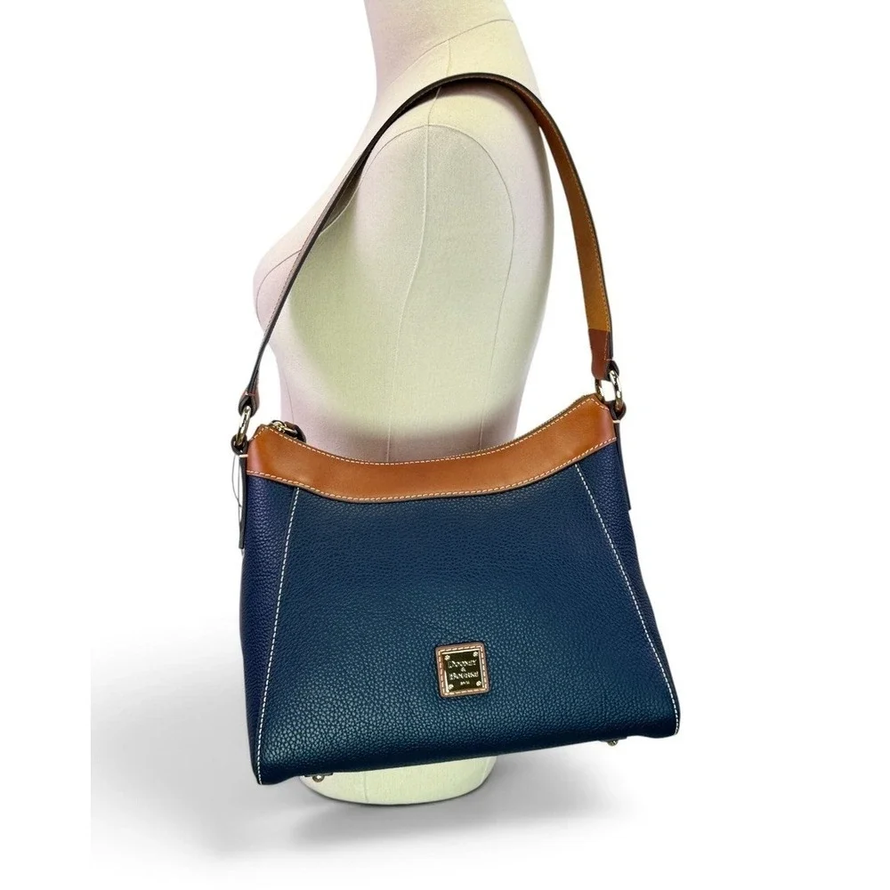 Dooney Bourke Midnight Blue Pebble Leather Large Raina Hobo Shoulder Bag Purse